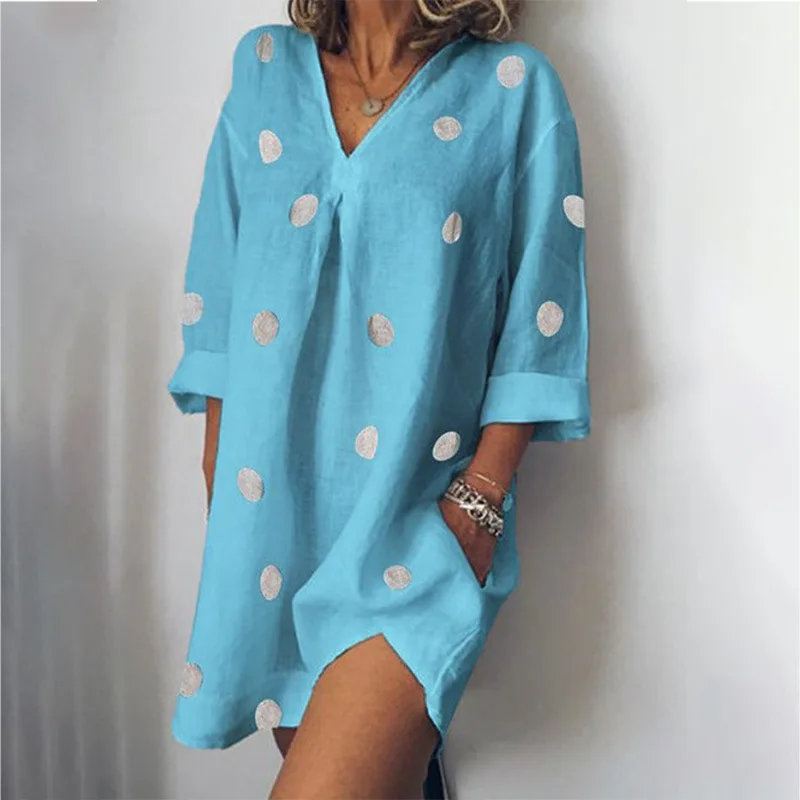 Polka Dots Women Beach Dress Saida De Praia Flax Bikini Cover Up Kaftan Beach Pareos De Playa Mujer Swimsuit Cover-up