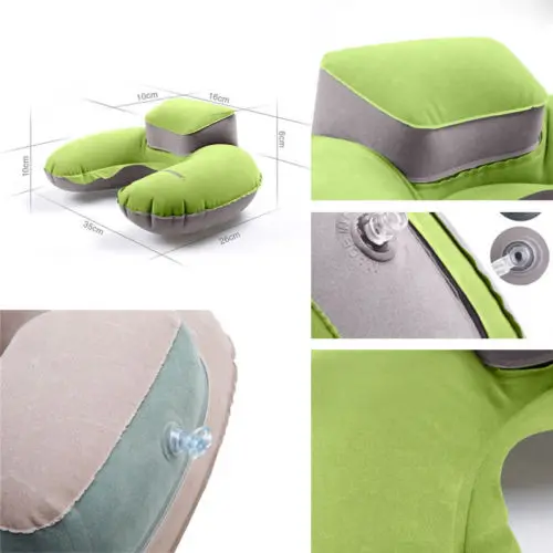 Portable Travel Inflatable U Shape Pillow Neck Head Rest Air Soft Cushion for Travel Plane Pillow Blue Green Rose Gray