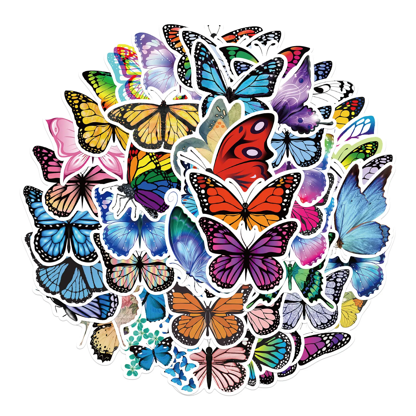 50PCS Butterfly Stickers for Laptop Skateboard Guitar Stationery Stickers DIY Fridge Car Bottle Decals Kids Toys