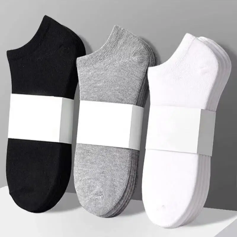 

Spring and Summer Pure Color Black White Gray Unisex Low-Cut Breathable Ankle Socks