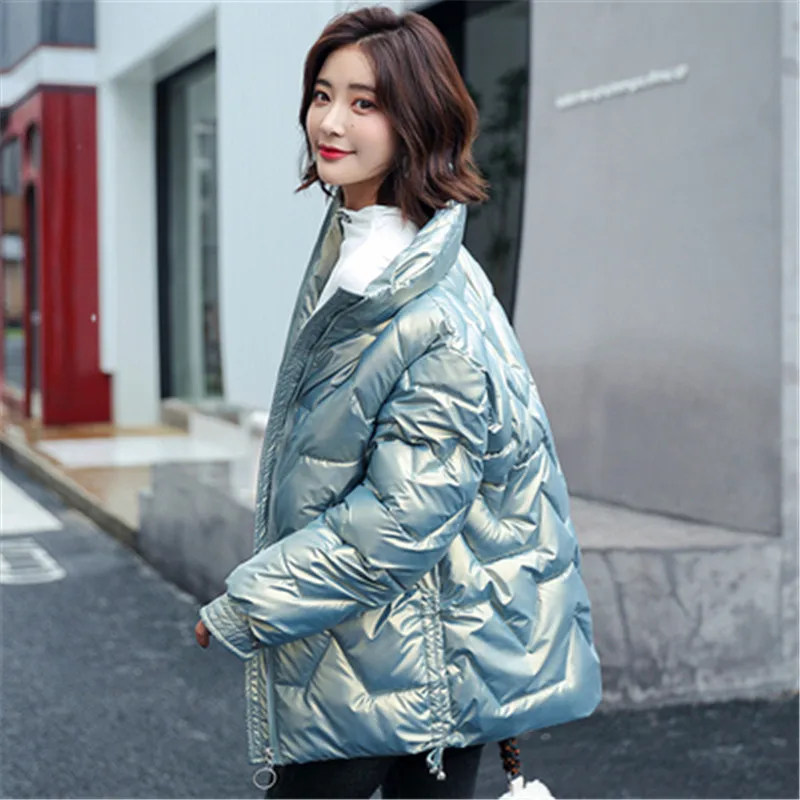 Bright warm down padded jacket women Parkas Winter New casual loose Thicken bread clothes cotton-padded jacket coat female A708