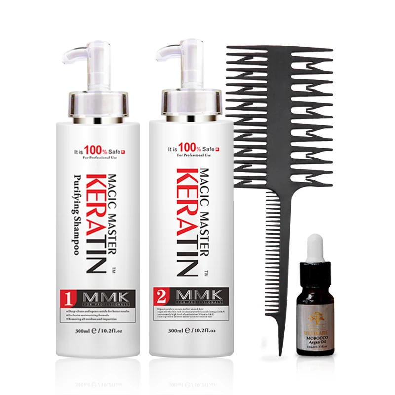 

Straight Hair Treatment 300ml Keratin Without Formalin and Pungent Odor+300ml Purifying Shampoo Repair Damaged Hair+Free Gift