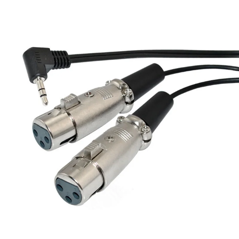 New 2XLR 3-pin female to right angle 1/8 XLR3F to 90 degree angle 3.5 mm audio TRS for DV camera/microphone/amplifier/microphone