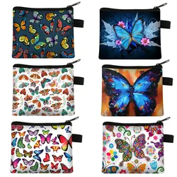 Butterfly Printed Children's Zero Wallet Student Portable Card Bag Coin Key Storage Bag Polyester Hand Bag Luxury Purse Key Case