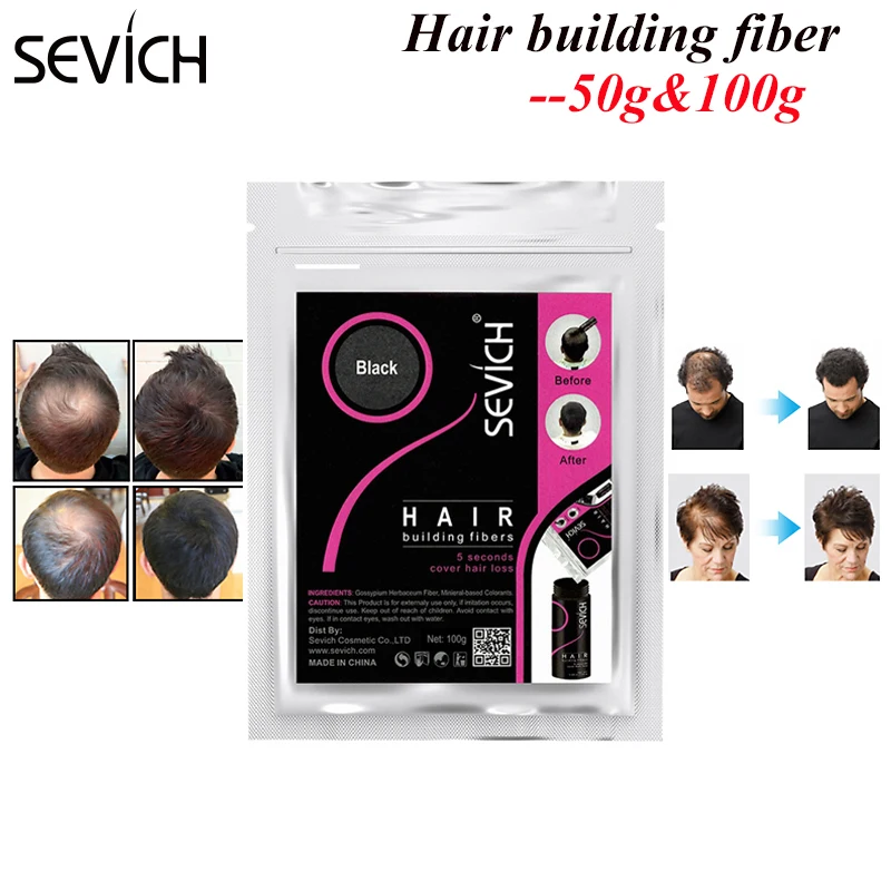 Sevich 10 Color 100g Hair Building Fibers Keratin Hair Fiber Refill Instant Concealer Powder Fiber Hair Regowth Care Product