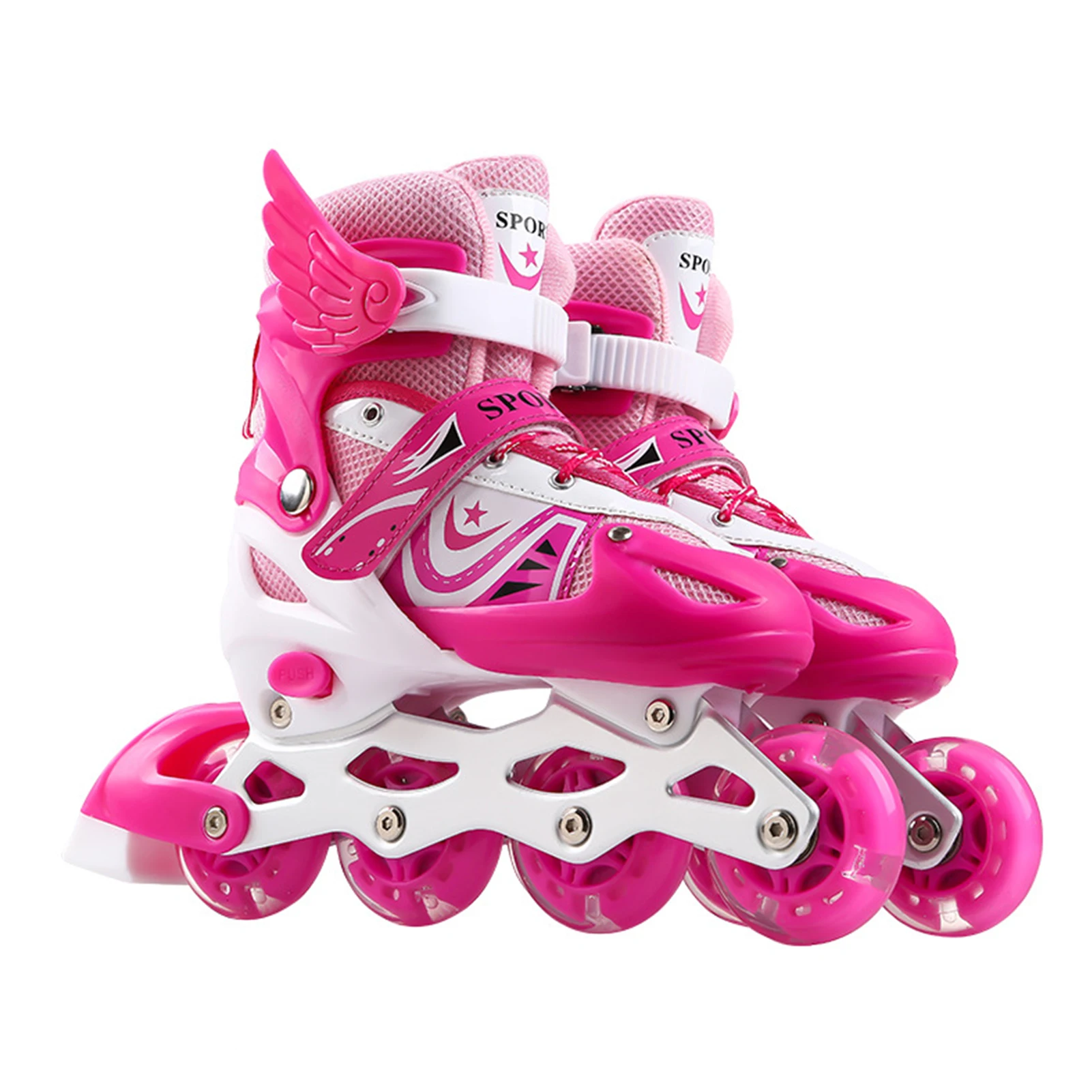 Flash children's roller skatesKid skatesPVC single wheel roller skates inline skates Adjustable size for men and women