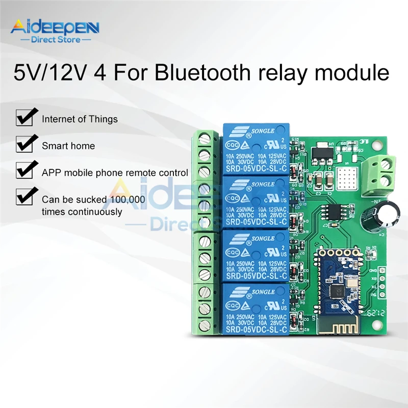 DC 5V 12V 1/2/4 Channel Smart Bluetooth Relay Module Remote Control Mobile Phone Switch Wireless Relay Module