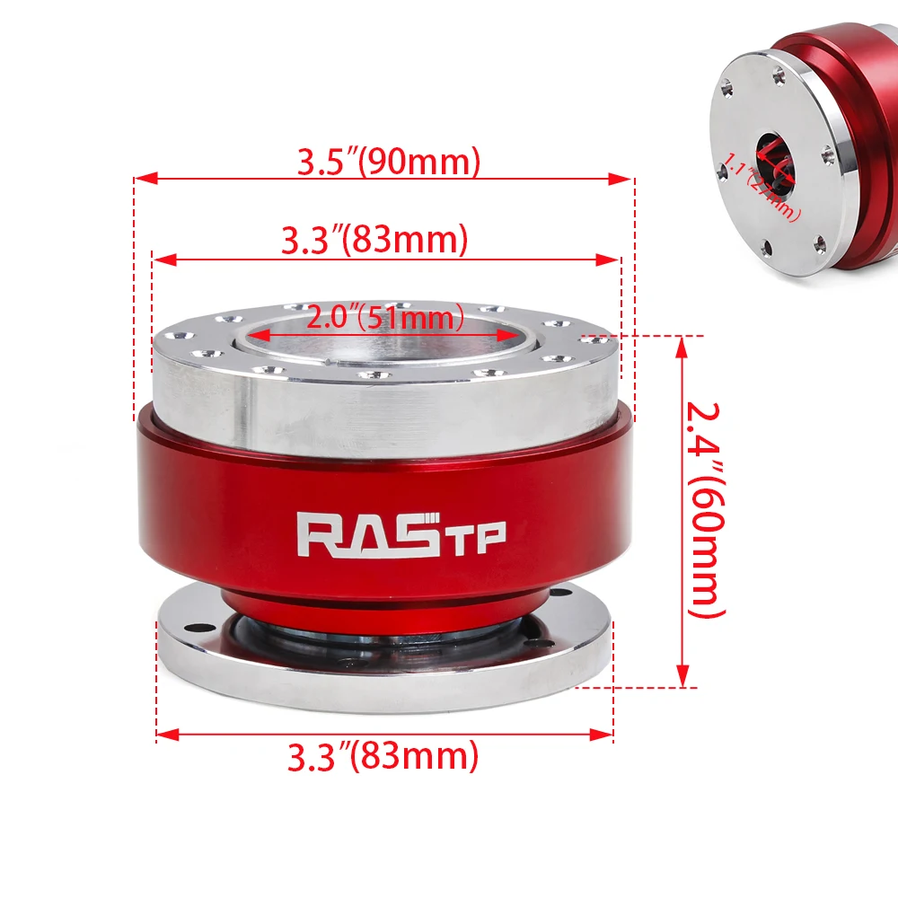 RASTP-Universal Aluminum Ball Bearing Detachable Red Steering Wheel Quick Release Extension Hub Dodge Multicolor RS-QR030