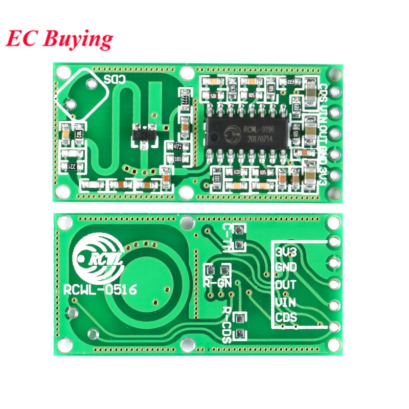 5pcs/1pc RCWL-0516 Micro Wave Radar Sensor Switch Board RCWL 0516 Microwave Human Body Induction Intelligent Module Output 3.3V