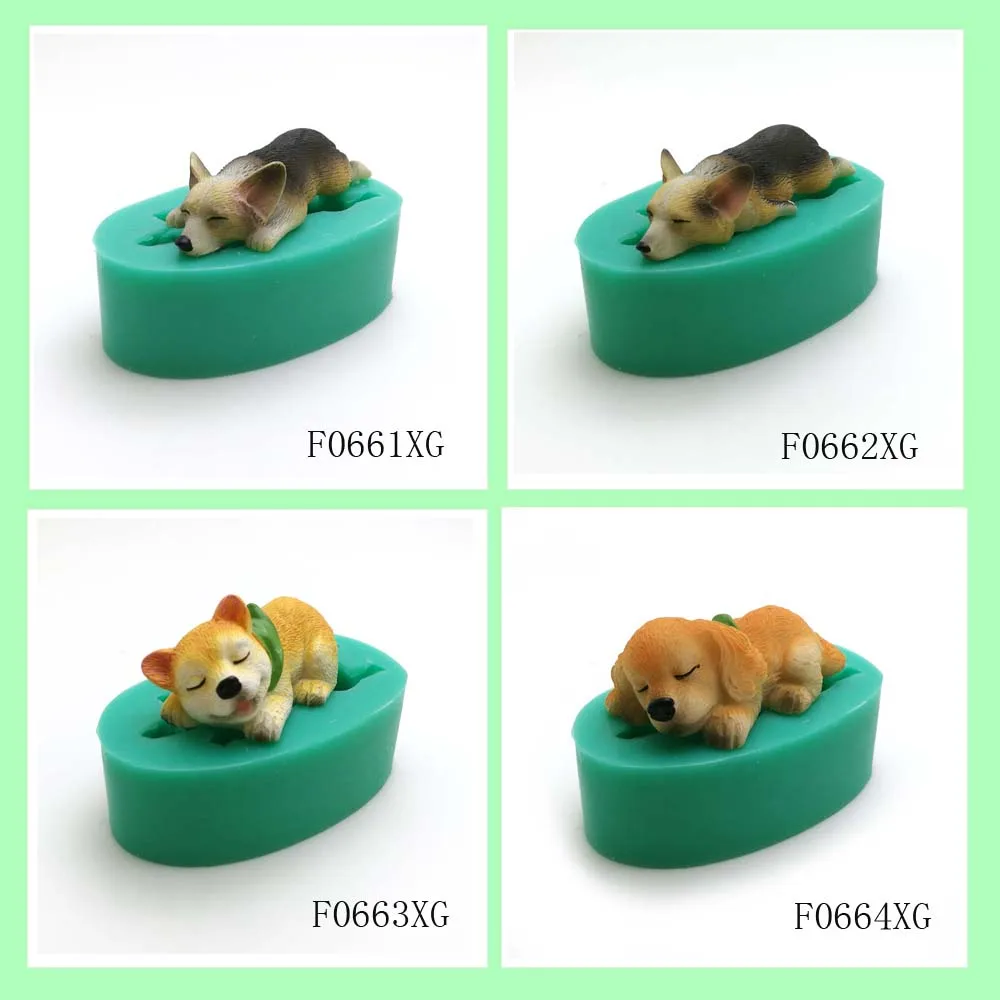 13 Dogs Shape Silicone Fondant Cake Decorating Mold Corgi Bulldog Chocolate Polymer Clay Mould Animal Cake Tool For Bakeware