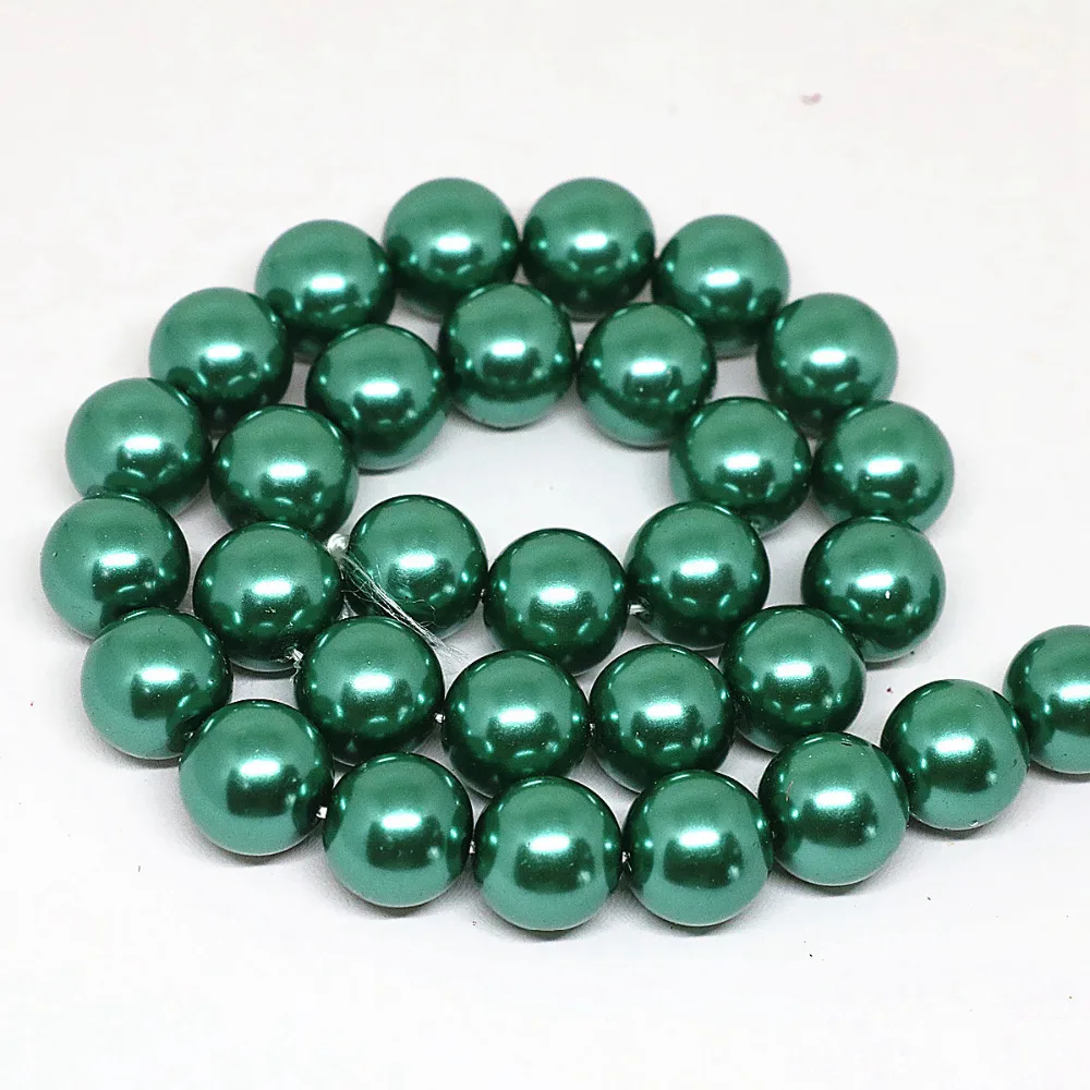 4 6 8 10 12 14mm Glass Pearl Beads Green Glass Imitation Round Loose Beads For Jewelry DIY Bracelet Necklace Making 40cm/strands