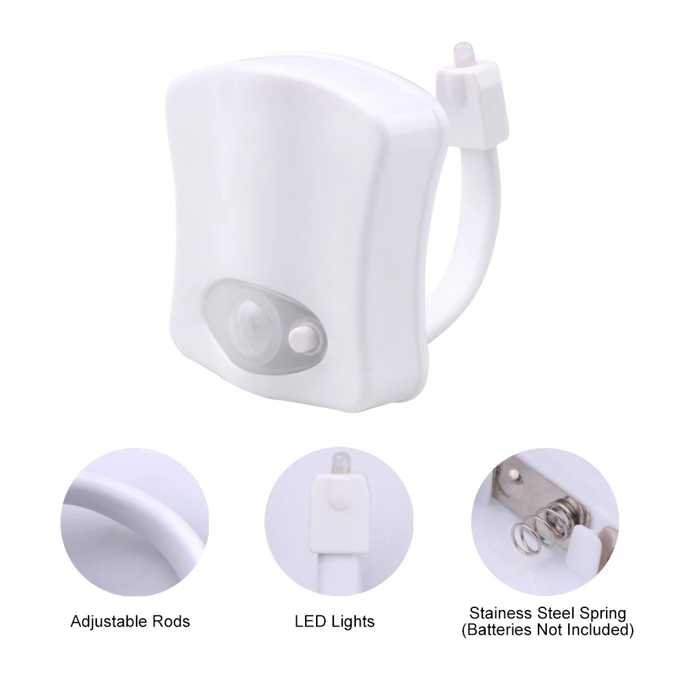 LED Bathroom Toilet Nightlight Body PIR Motion Sensor Smart Toilet Seat Light Waterproof WC Lamp