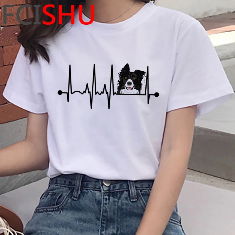 Shiba Inu French Bulldog Border Collie Corgi Pug t-shirt women streetwear casual tumblr aesthetic couple clothes top tees