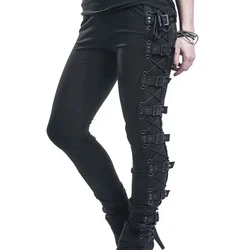 Steampunk Medieval Pants Renaissance Gothic Hip Hop Hippy Trousers High Waist Side Slit Lace up Pants Pocket Slim For Women Girl