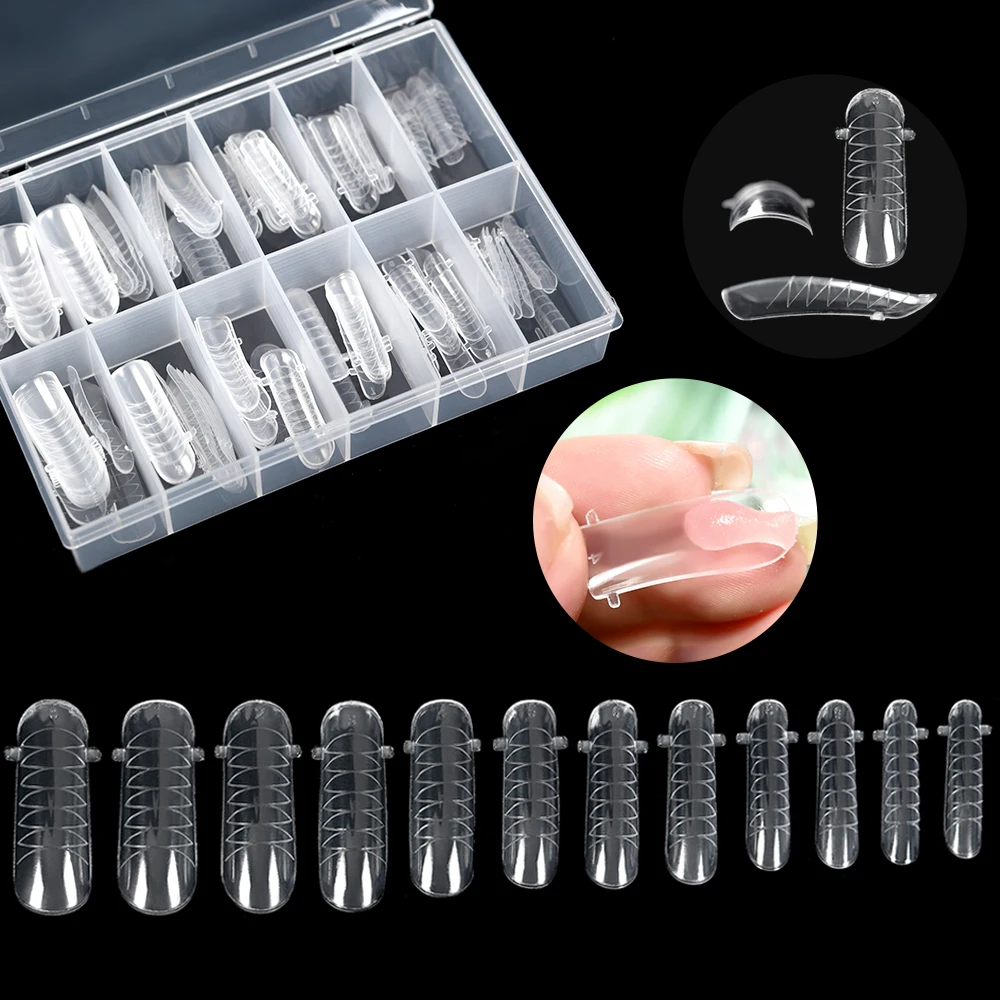 KADS 120 Pcs Quick Building Mold Nail Tips Dual Form False Nails Reusable Clear Manicure Tools for Extension Gel Nail Art