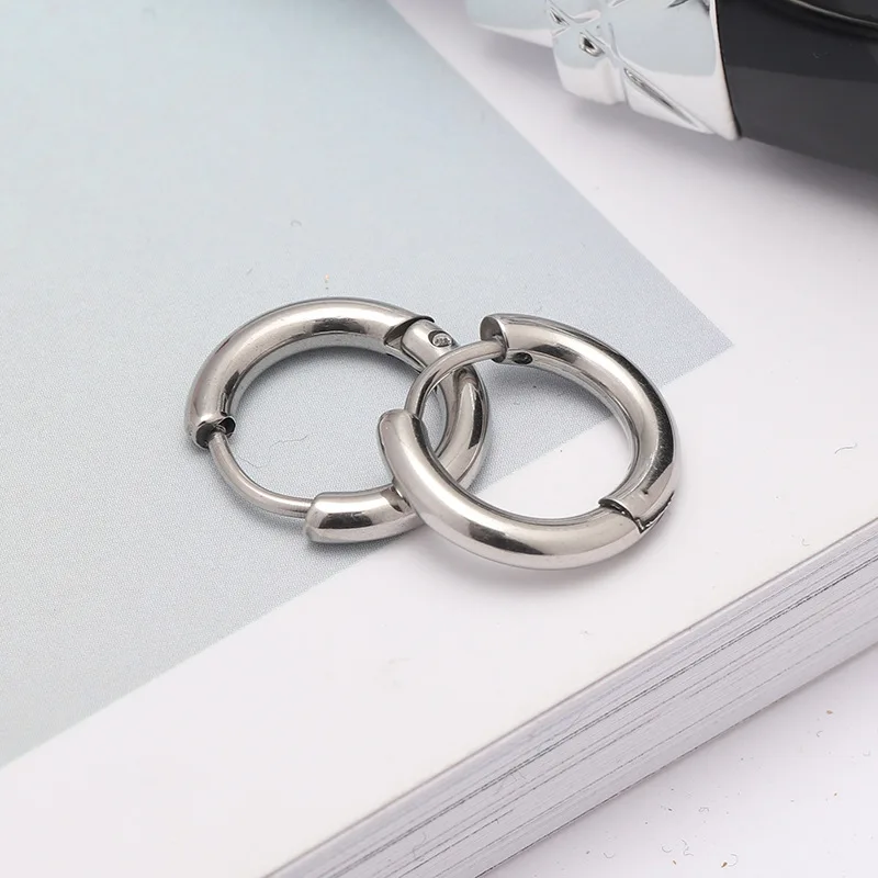 316L Stainless Steel Hoop Earrings Vacuum Plating No Fade Anti-allergy Line 2.5mm Inner Diameter 8/10/12/14/16/18/20mm