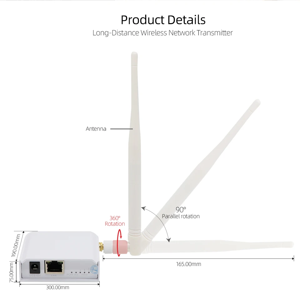 Jeatone IP Wireless Transceiver Point Ethernet Port Bridge Kit Outdoor Connection Long-Range 1 KM for IP Wifi Video Intercom NVR