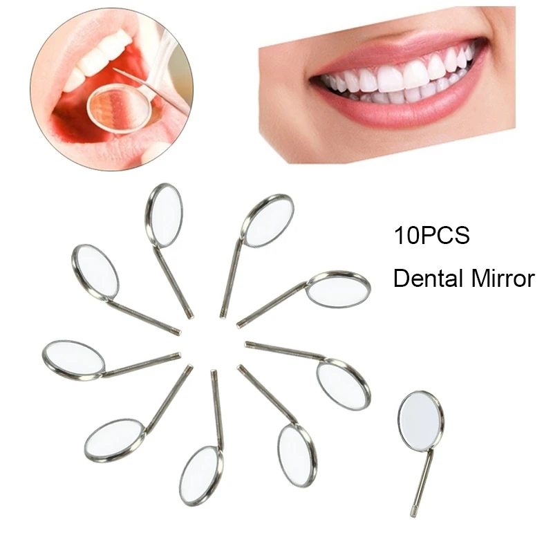 10Pcs Dental Mirror Oral Care Stainless Steel Mouth Mirror Tooth Reflector Set Kit Tools Dentist Equipment