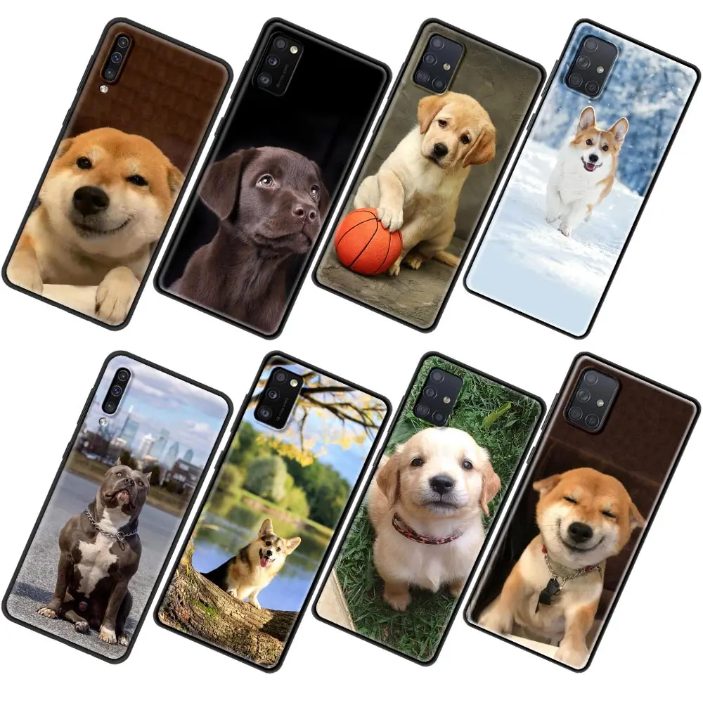 Case For Samsung Galaxy A50 A51 A70 A71 A10 A20 A30 A40 A11 A21s A31 A41 TPU Soft  Black Phone Cover Cute puppy dog