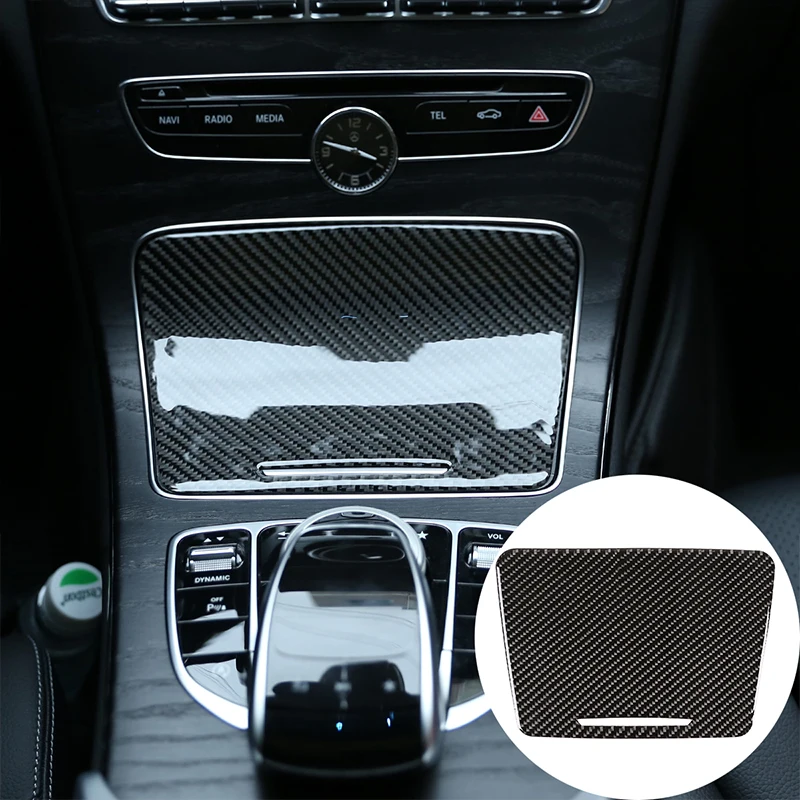 

For Mercedes-Benz C W205 GLC-Class 14-19 true carbon fiber central control sliding cover panel 1 piece set of car accessories