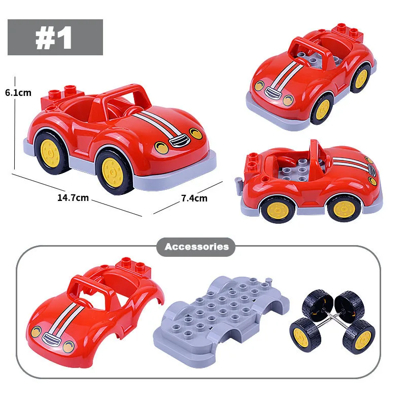 DIY Big Size Building Blocks Accessories Car Tractor Truck Airplane Classic City Traffic Serie Bus Car Compatible with Kids Birc