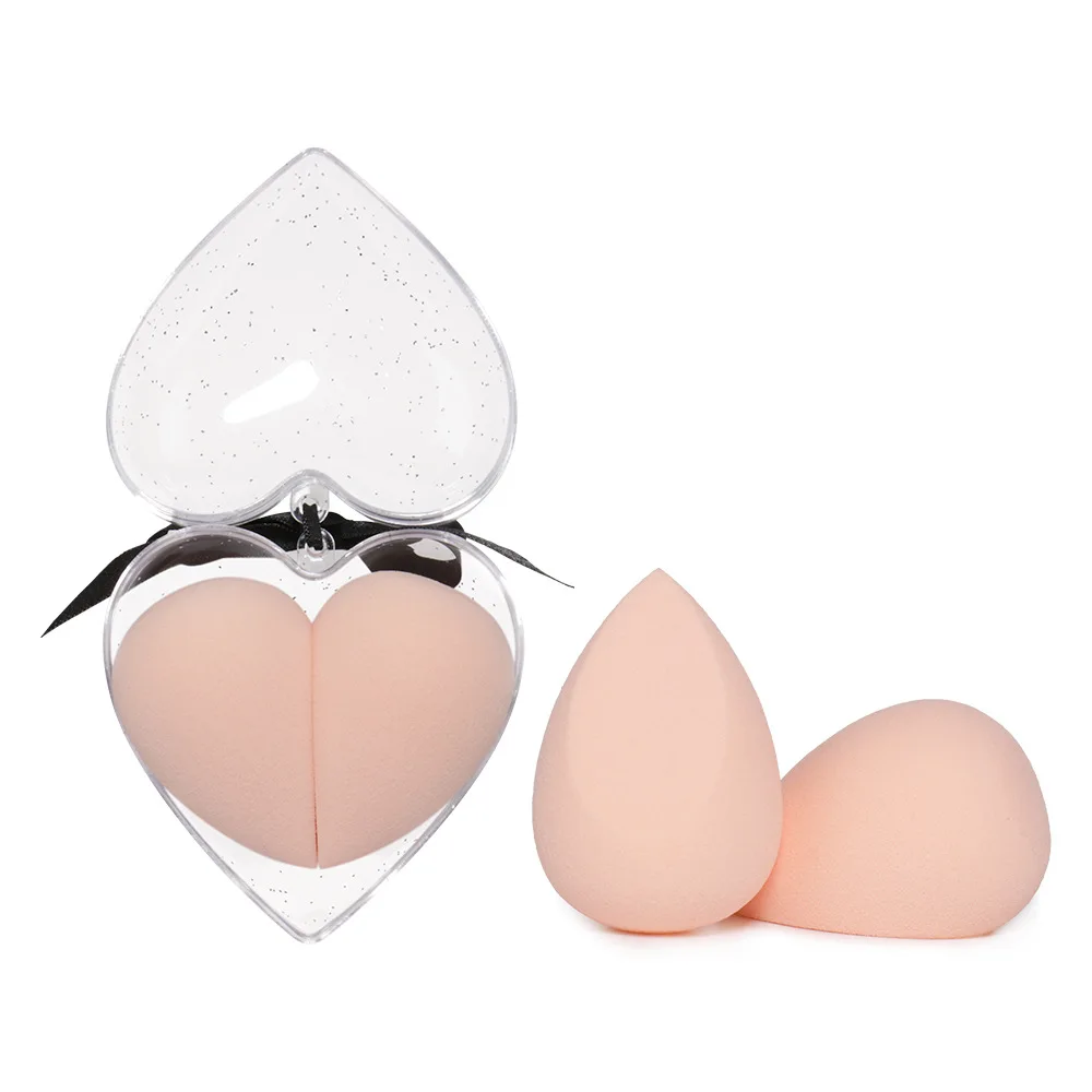 O.TWO.O Heart Shape Puff Set Wet And Dry Dual Purpose Flocked Stereo Cosmetic Egg Four Colors Water Drop Powder Puff