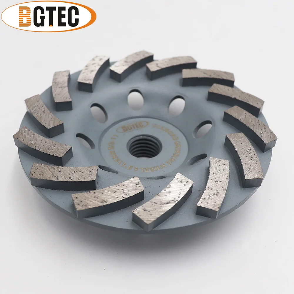 BGTEC 2pcs 4.5inch Diamond Turbo Row Grinding Cup Wheel 115mm Grinding discs for concrete, Masonry, construction material