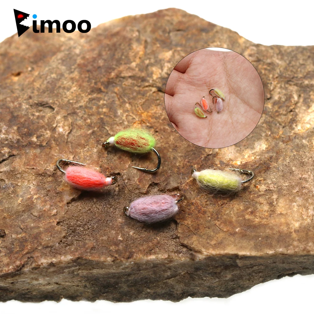 Bimoo-señuelos de pesca de trucha, salmón, huevo, mosca, ninfas, Bug, mosca húmeda, huevos ovalados, cabeza de acero, señuelos de pesca con mosca, señuelos UV, naranja, rojo, #14, 6 piezas