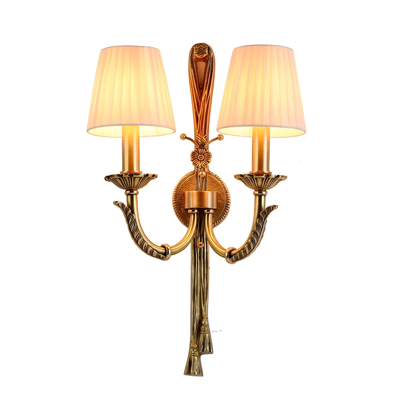 American All Copper Wall Lamp Two Arm Lampara De Pared Dormitorio Indoor Wall Lights Loft Corridor Living Room Lighting Fixture