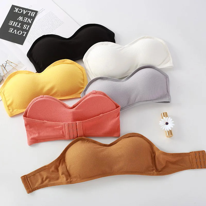 Strapless Tube Tops Women Crop Top Seamless Underwear Back Closure Sexy Lingerie Female Wrap Bra Chest Padded Bandeau Top