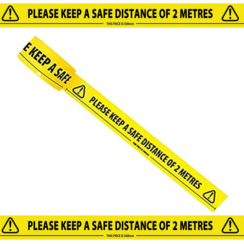 Safety Tape 2m Metre Apart Social Safe Distancing Floor Tape 33m x 48mm Alarm Warning Caution Signs Sticker Safety Supplies