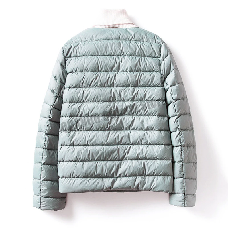 Frauen Liner Ente Unten Jacke Oansatz Variable V-ausschnitt 2022 Neue Weibliche Winter Warm Halten Kragenlose Ultraleicht Stepp Puffer Mantel – Detail 18