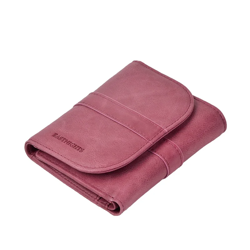 

High Quality Genuine Leather Wallet Women Short RFID Credit Card Holder with Zipper Coin Purse