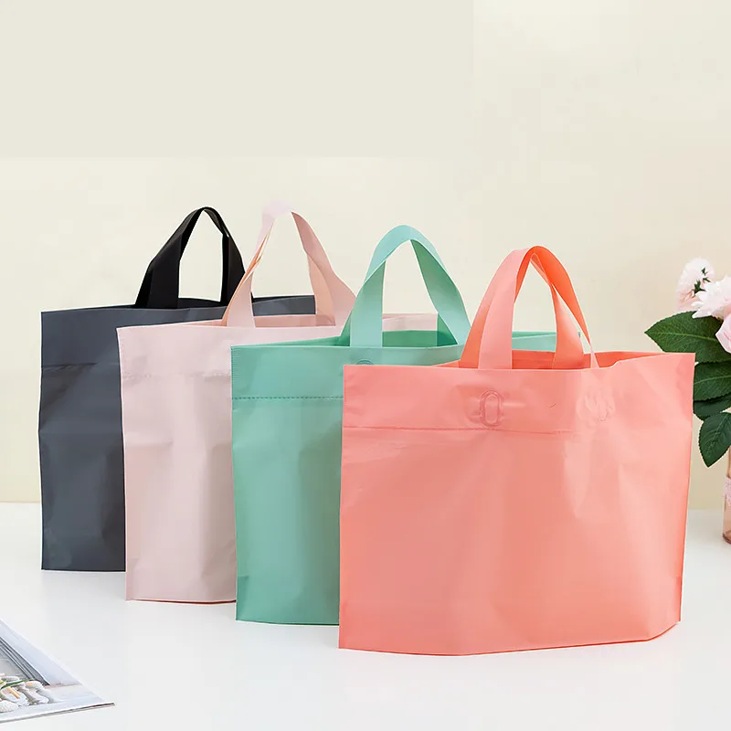 50pcs Blank Matte Thicken Plastic Gift Bag with Loop Handle, Shopping Bag,Clothing store bag clothes bag