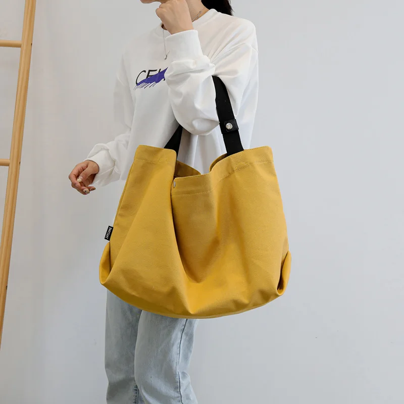

Soft Canvas Bag Large Capacity Women Shopping Bag Casual Hasp Ladies One Shoulder Tote Bags Women's Handbags