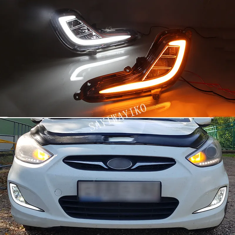 

For Hyundai Solaris Accent 2010 2011 2012 2013 Turn Yellow Signal Relay Car DRL 12V LED Daytime Running Light LED Fog Lamp