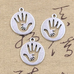 15pcs Charms Maternal Love Mother Palm Baby Hand 23x20mm Antique Silver Color Pendants DIY Craft Making Handmade Tibetan Jewelry