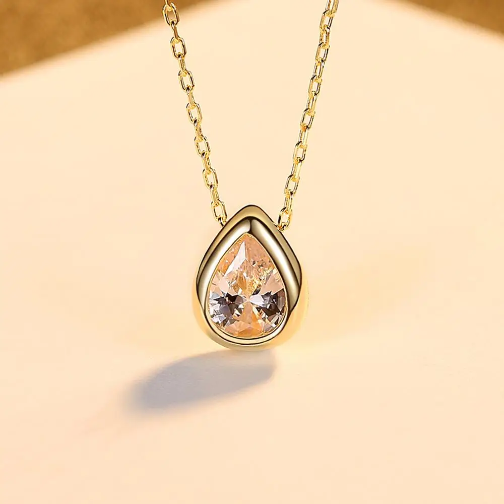 PAG&MAG Water Drop Cubic Zirconia Earrings Necklace Set Real 925 Sterling Silver Jewelry Set For Women Bridal Wedding Jewelry