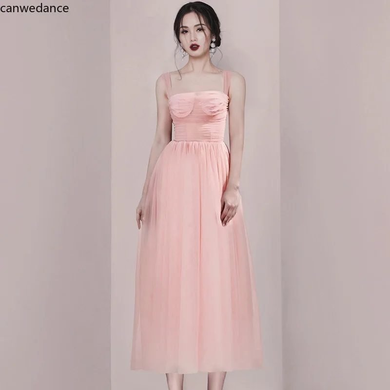 

2020 New Fashion Occasion Girl Party Simply Spaghetti Straps New Long Sweetheart Chiffon Peach Lilac Prom Dresses