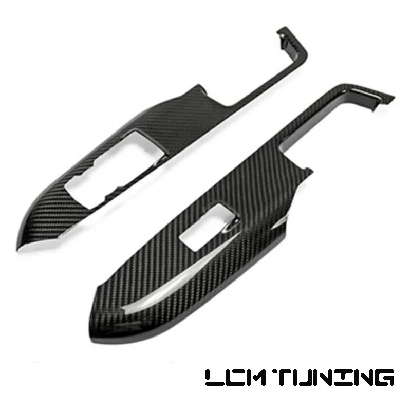 For Ford Mustang 15 16 17 18 19 Left Hand Drive Version Real Dry Carbon Fiber Add On Styling Window Lift Switch Cover Stickers