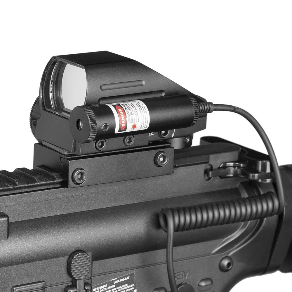 Tactical Reflex Red Green Laser Scope 4 Reticle Holographic Projected Dot Sight Scope 20mm Rail Mount For Air Gun Hunting