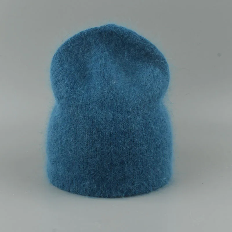 Autumn Winter Hat For Women 70% Rabbit Fur Winter Cap Fashion Warm Knitted Beanie Hats Women Solid Adult Cover Head Caps 6