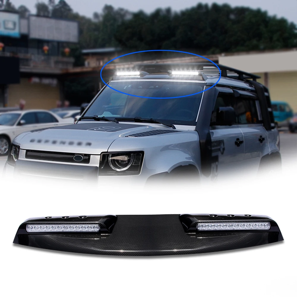 Real carbon fiber Top Light Luggage Rack Off-road Adventure Light for Land Rover Defender 2020 2021 roof light bar pod