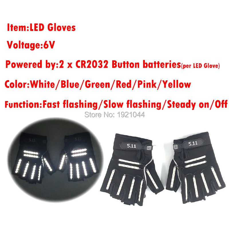 Free Shipping 6 Colors 1pair(=2pcs) Led Gloves Stage Show Props LED Light up Gloves Glow Party Supplies