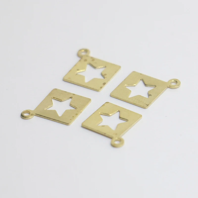 Single Hole Pendant Hollow Square Fashion Pendant Earring Pendant Hollow Five-pointed Star Necklace Pendant 10*12mm