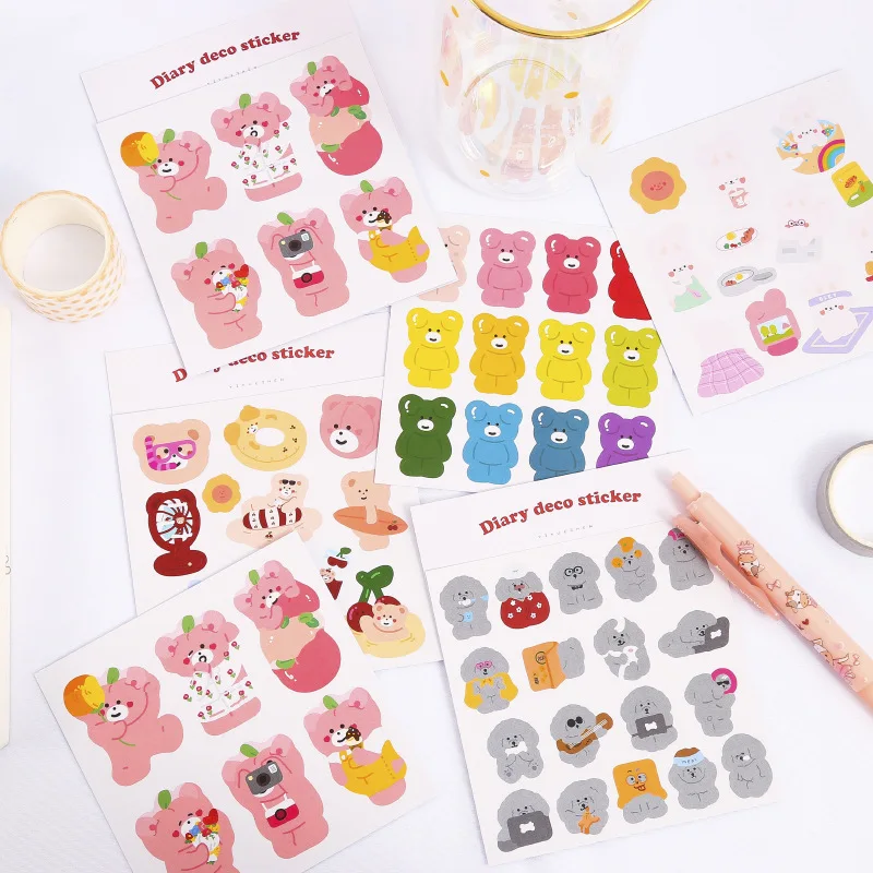 Cute Bear Rabbit Ins Stickers DIY Scrapbooking Album Journal Collage Diary Happy Plan Sealing Sticker Decoration Stationery