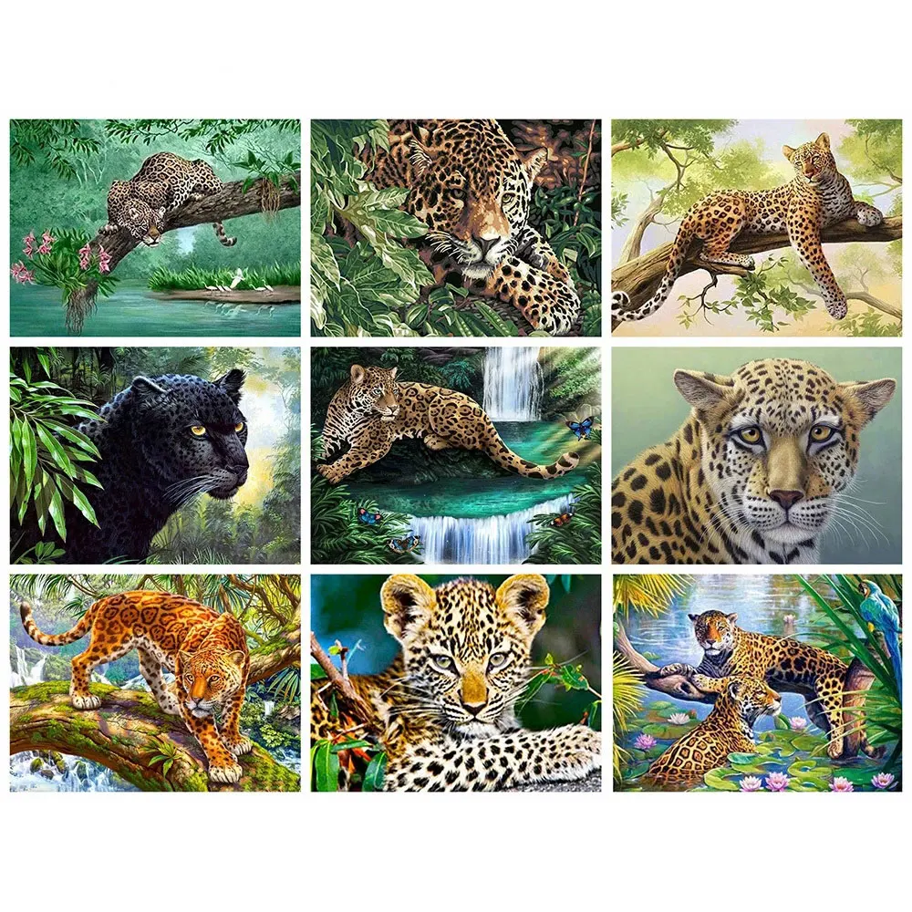 

Brand New 5D Diamond Painting Leopard Animal Picture Cross Stitch Kit Full Rhinestone Embroidery Living Room Decor Handmade Gift