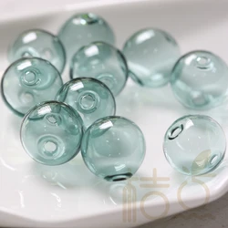 4 Pieces Hand Blown Hollow Glass Beads With Regular 2 Holes (18H17H)