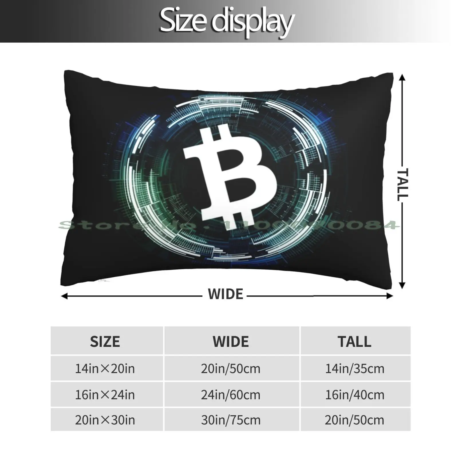 Bitcoin Logo Pillow Case 20x30 50*75 Sofa Bedroom Bitcoin Paypal Virtual Money Vr Logo Black Internet Dark Web Deep Web Long