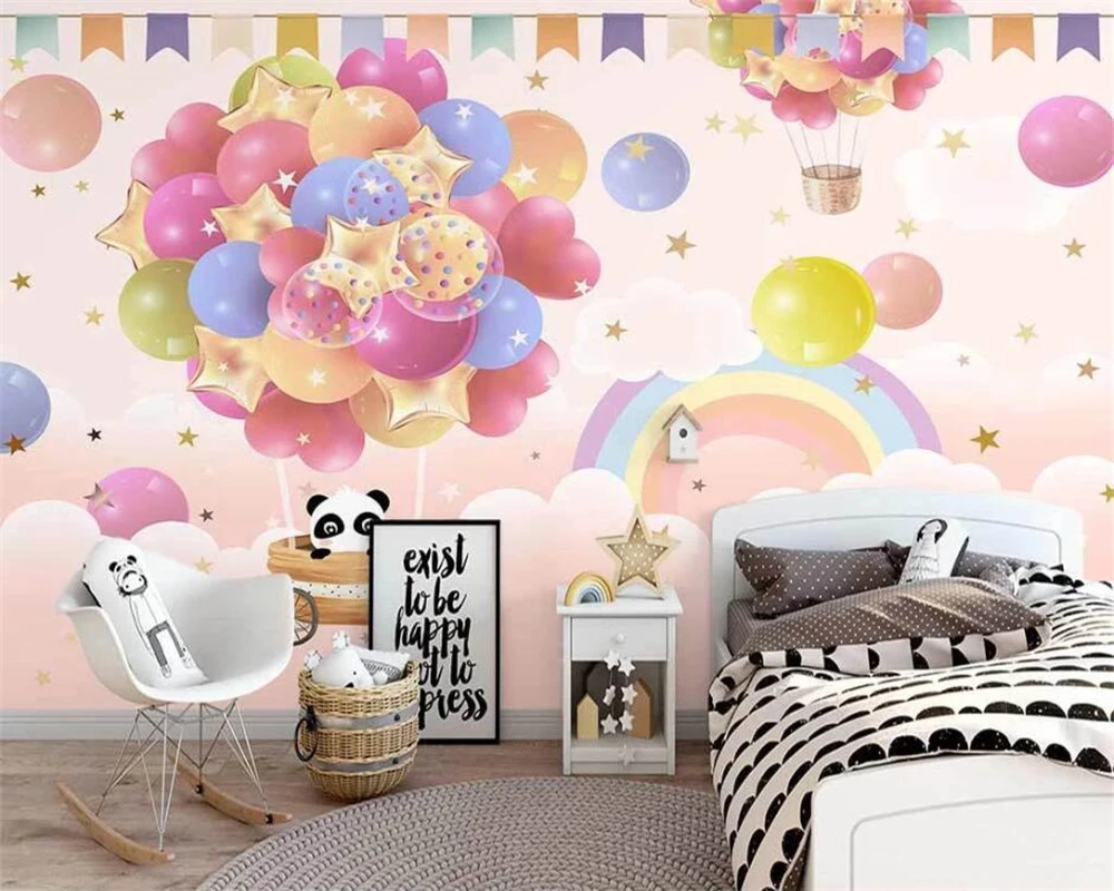 

Beibehang на заказ современный новый скандинавский ручная роспись красочный воздушный шар облака детская комната фон 3d обои